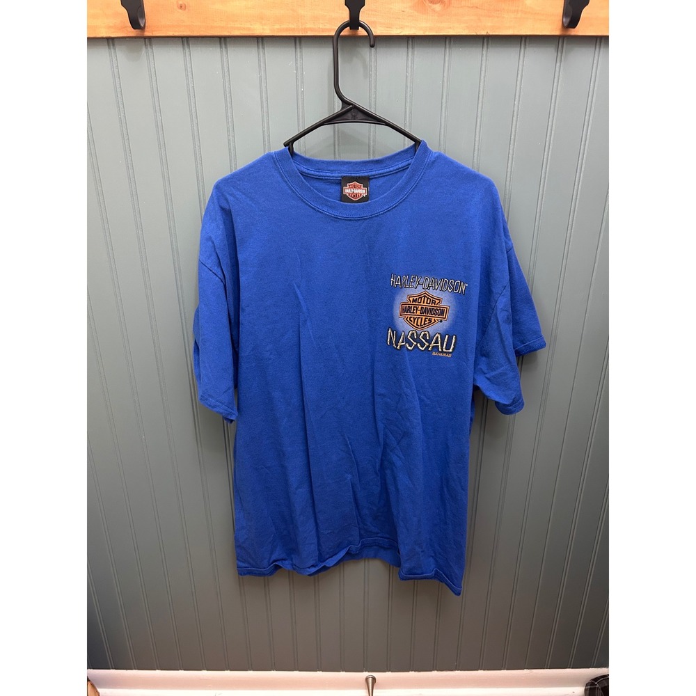Harley-Davidson Nassau Bahamas Graphic T-Shirt Royal Blue Mens XL Sunset Back